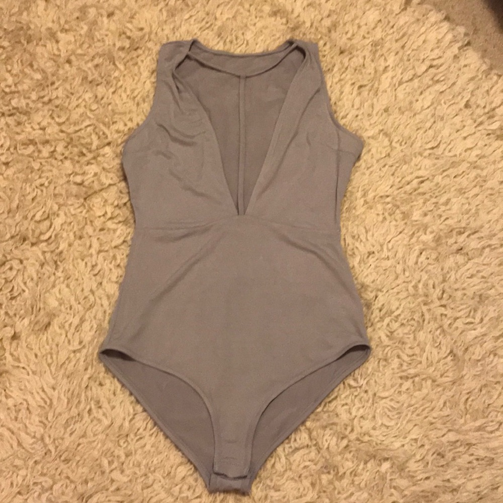 Grey / Gray Strappy Bodysuit - Picture 3 of 7